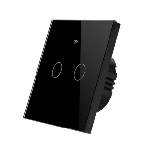 2 Gang Smart Touch Switch with Timer, Black Body APP & Voice Control, Smart Alexa Light Switch Works with Amazon and Google Home, No Neutral Required