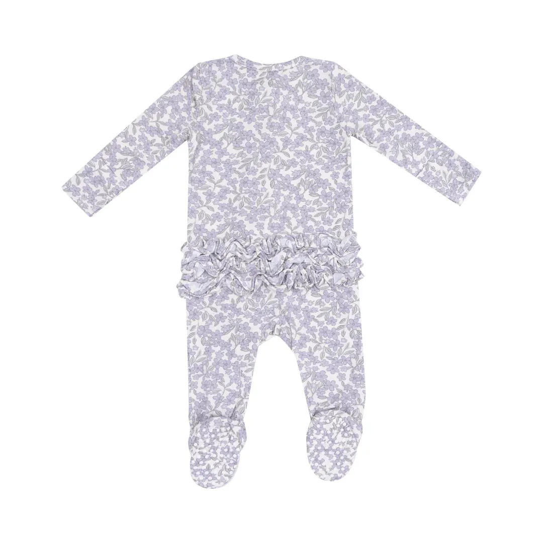 2 WAY ZIPPER RUFFLE BACK FOOTIE - FORGET ME NOT FLORAL