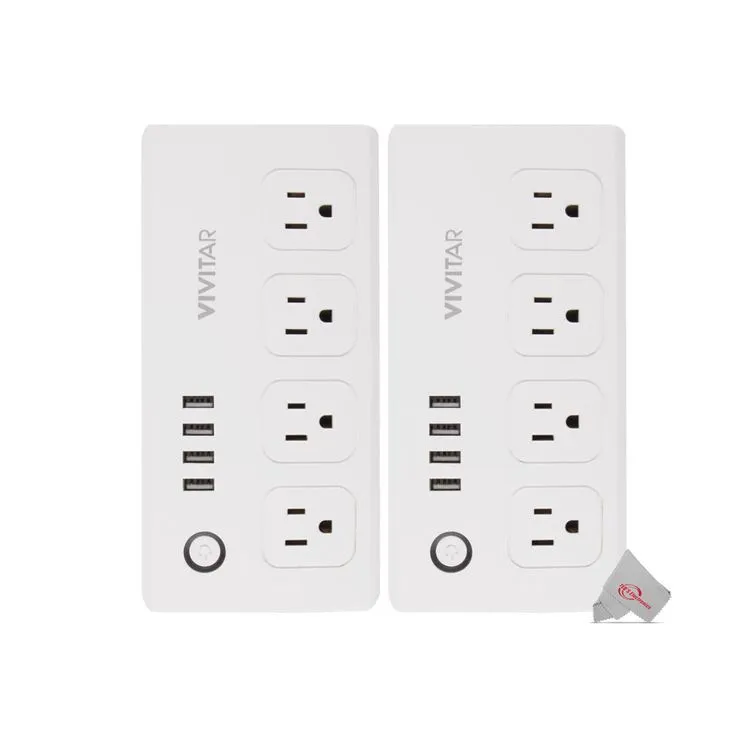 2x Vivitar Smart Home Smart Plug Power Strip 4 Wi-Fi Outlets   4 USB Ports  No Hub Required
