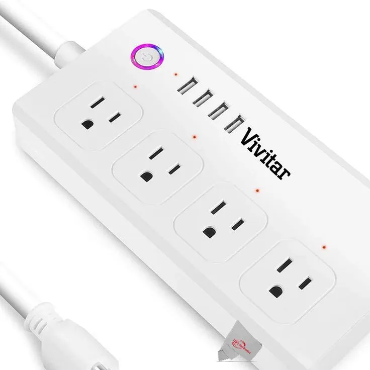 2x Vivitar Smart Home Smart Plug Power Strip 4 Wi-Fi Outlets   4 USB Ports  No Hub Required