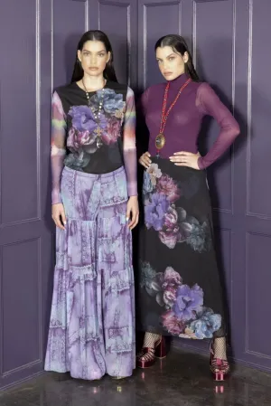 Abstract Dark Floral Top