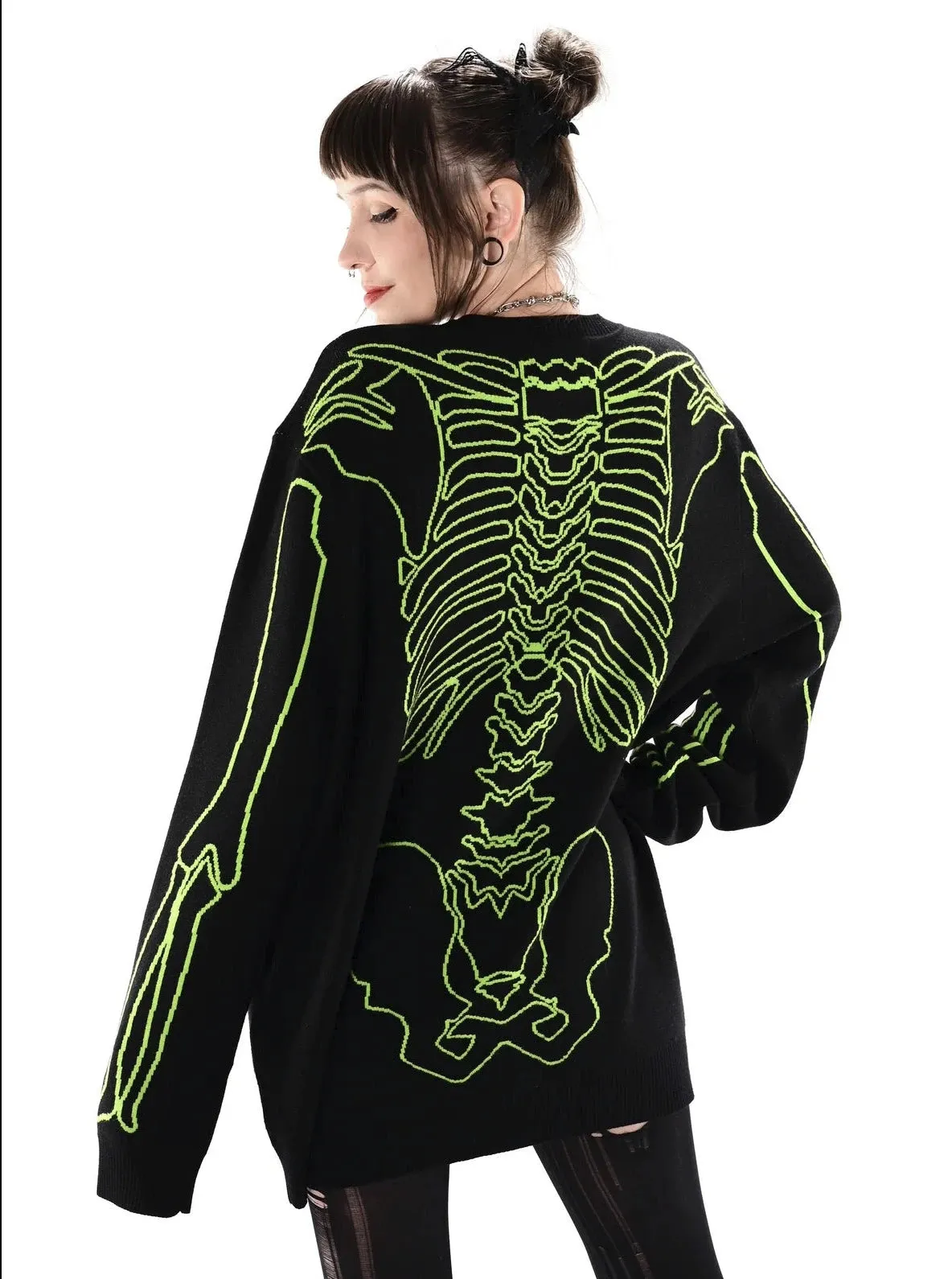 All Bones Sweater- Slime Green FOXBLOOD