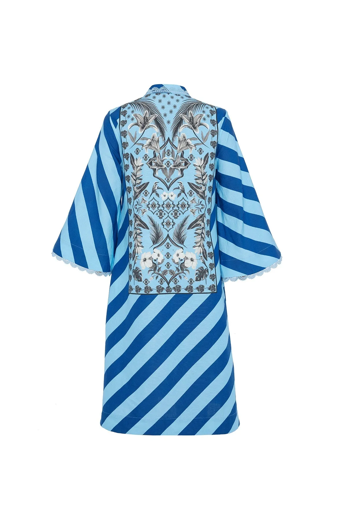 Azulejos Midi Kaftan Dress in Cornflower Palm