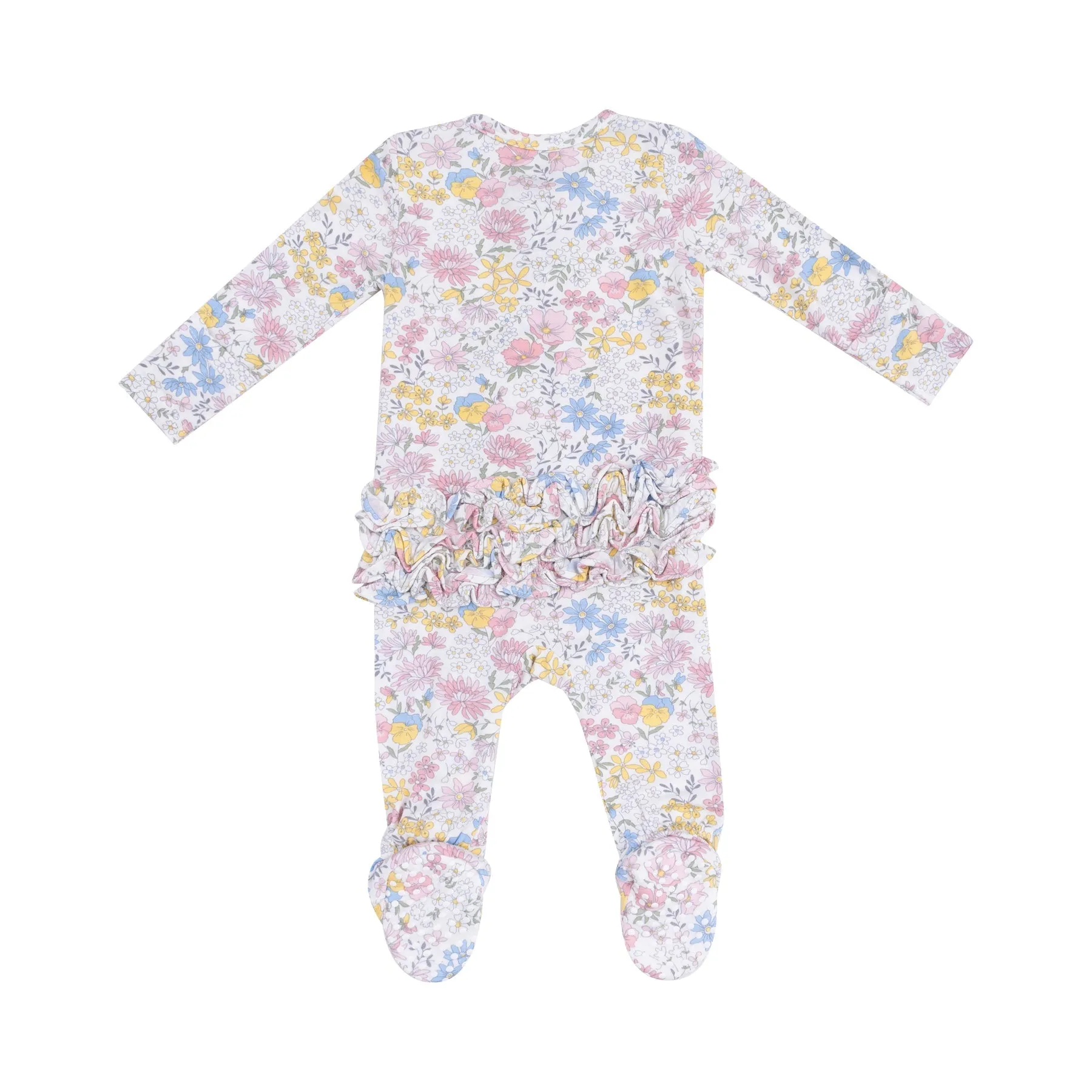 Bamboo 2 Way Ruffle Zipper Footie - Viola Floral by Angel Dear