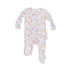Bamboo 2 Way Ruffle Zipper Footie - Viola Floral by Angel Dear