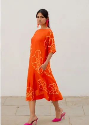 Burnt Orange Bandhani Dress