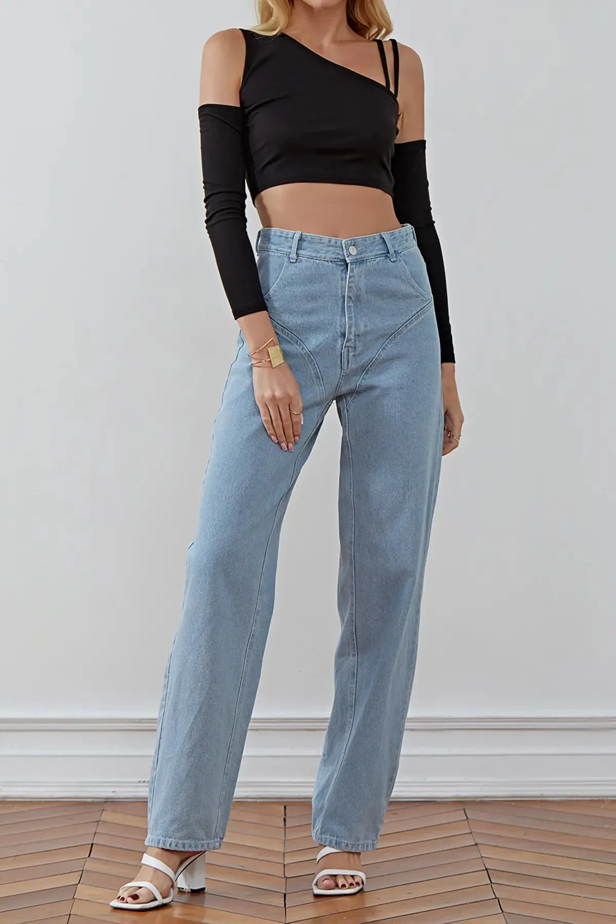 Cut Out Asymmetrical Neck Top