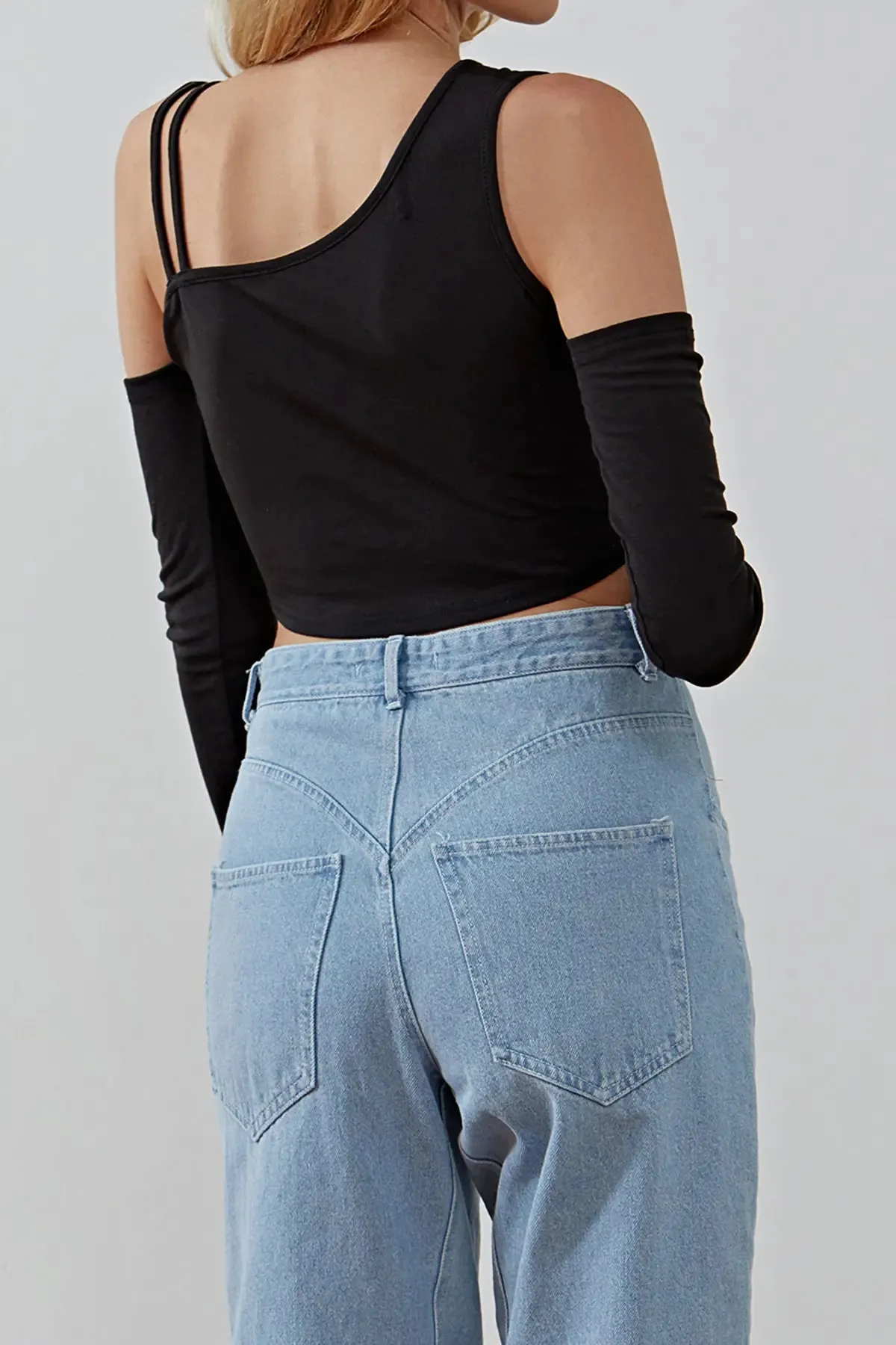 Cut Out Asymmetrical Neck Top