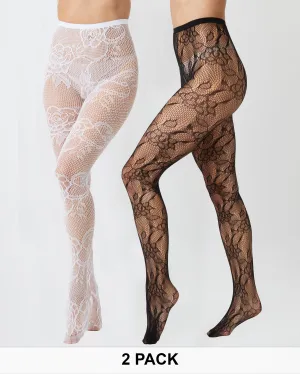 Floral Lace Tights Multipack