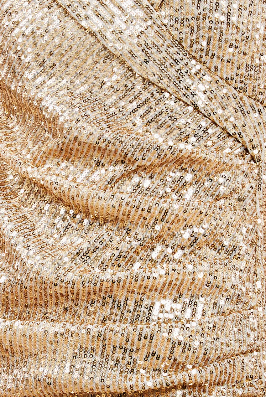 Goddiva Bardot Sequin Pleated Maxi Dress