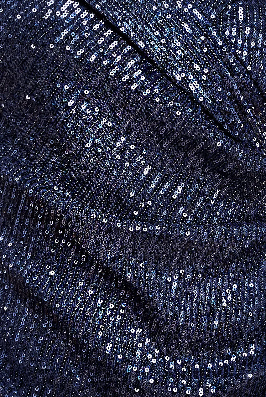 Goddiva Bardot Sequin Pleated Maxi Dress