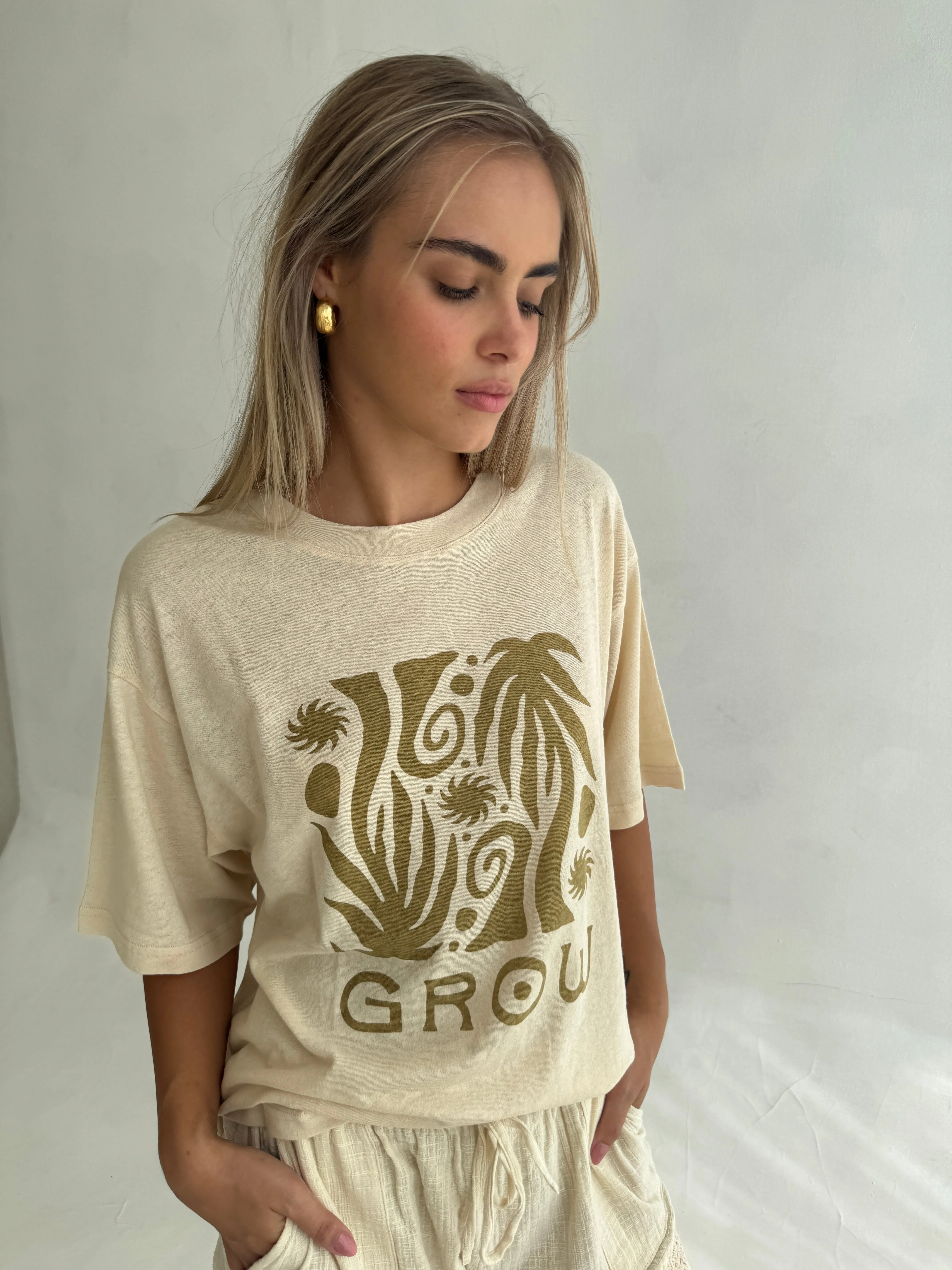 GROW COTTON HEMP TEE - CREAM