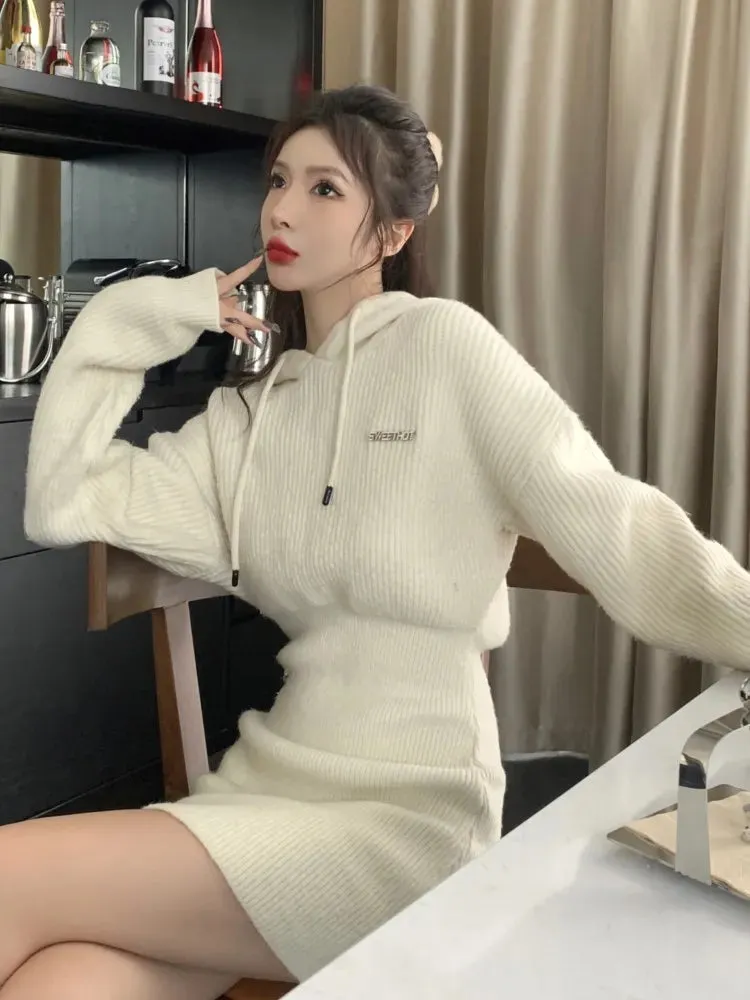 Hooded Knit Mini Dress