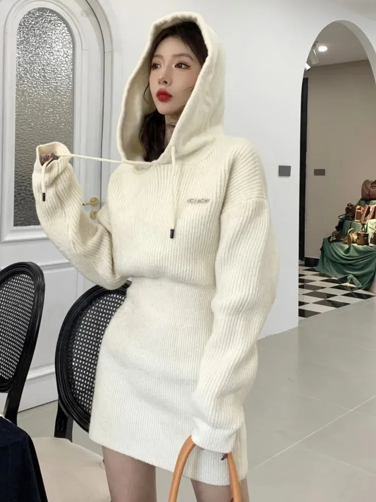 Hooded Knit Mini Dress