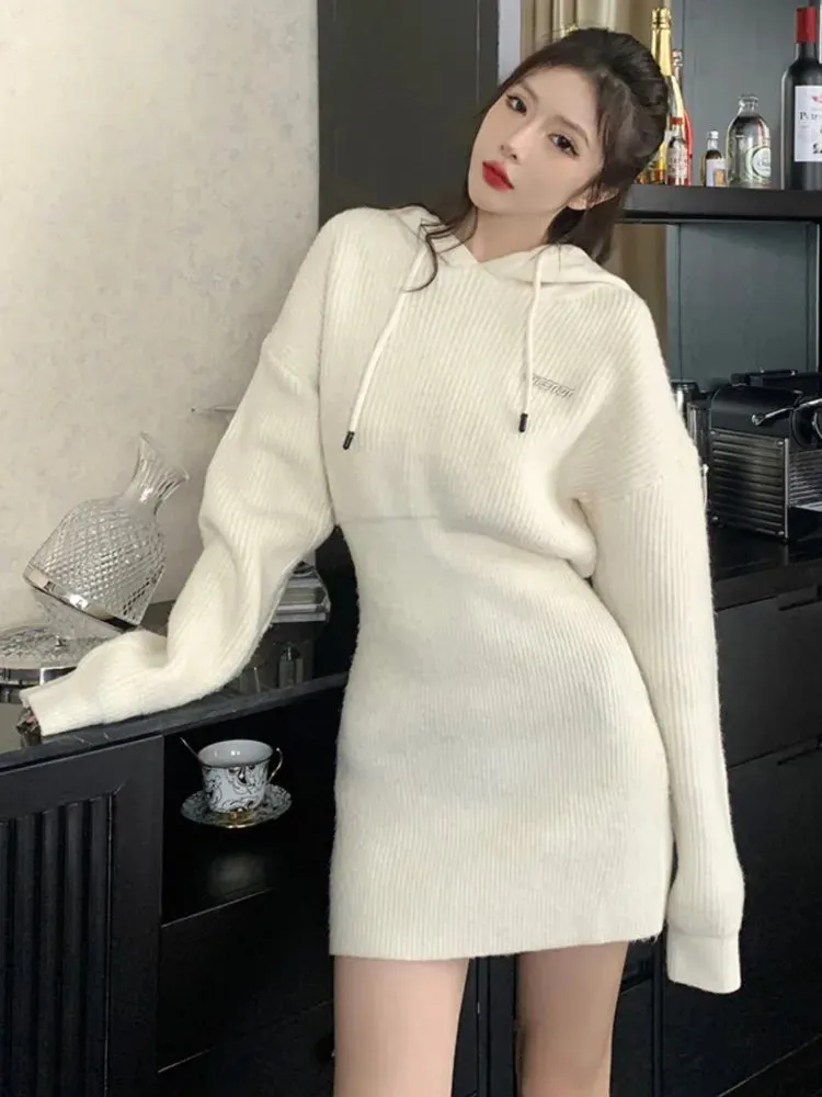 Hooded Knit Mini Dress