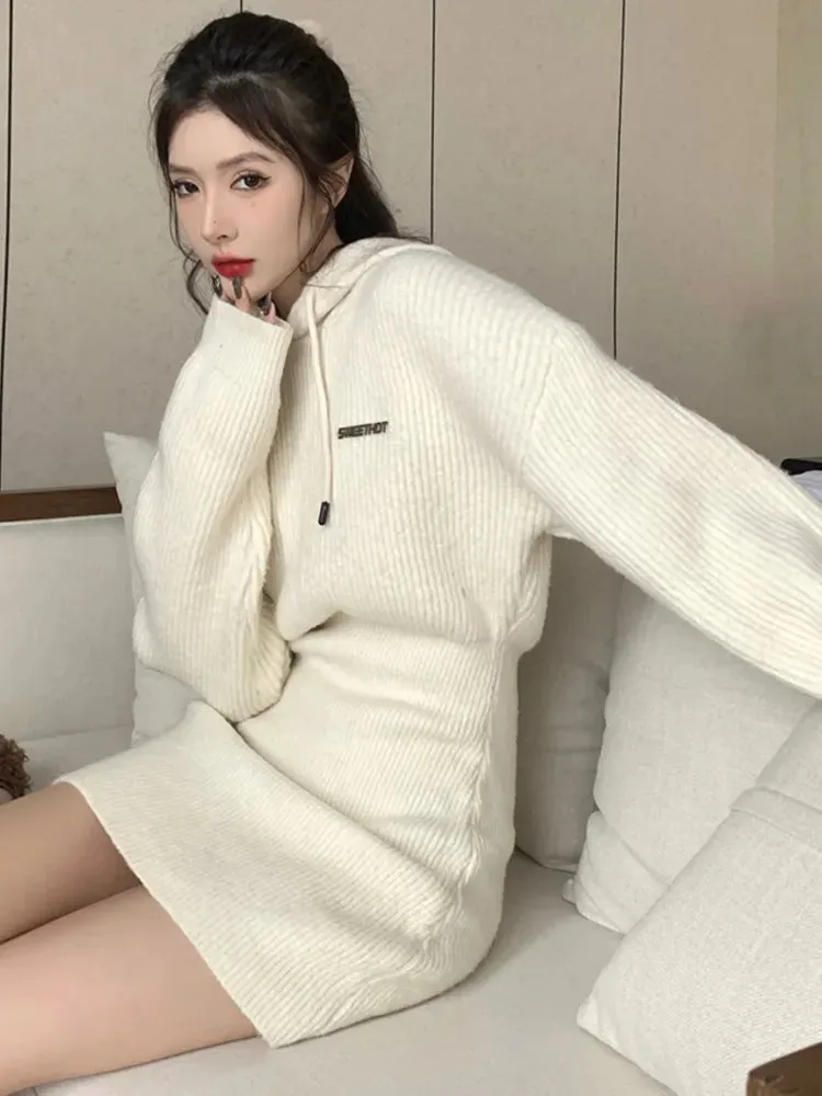 Hooded Knit Mini Dress