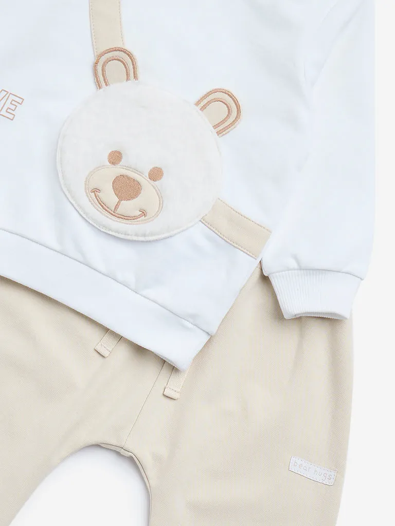 HOP Baby Off-White Animal Print Sweatshirt and Joggers Set