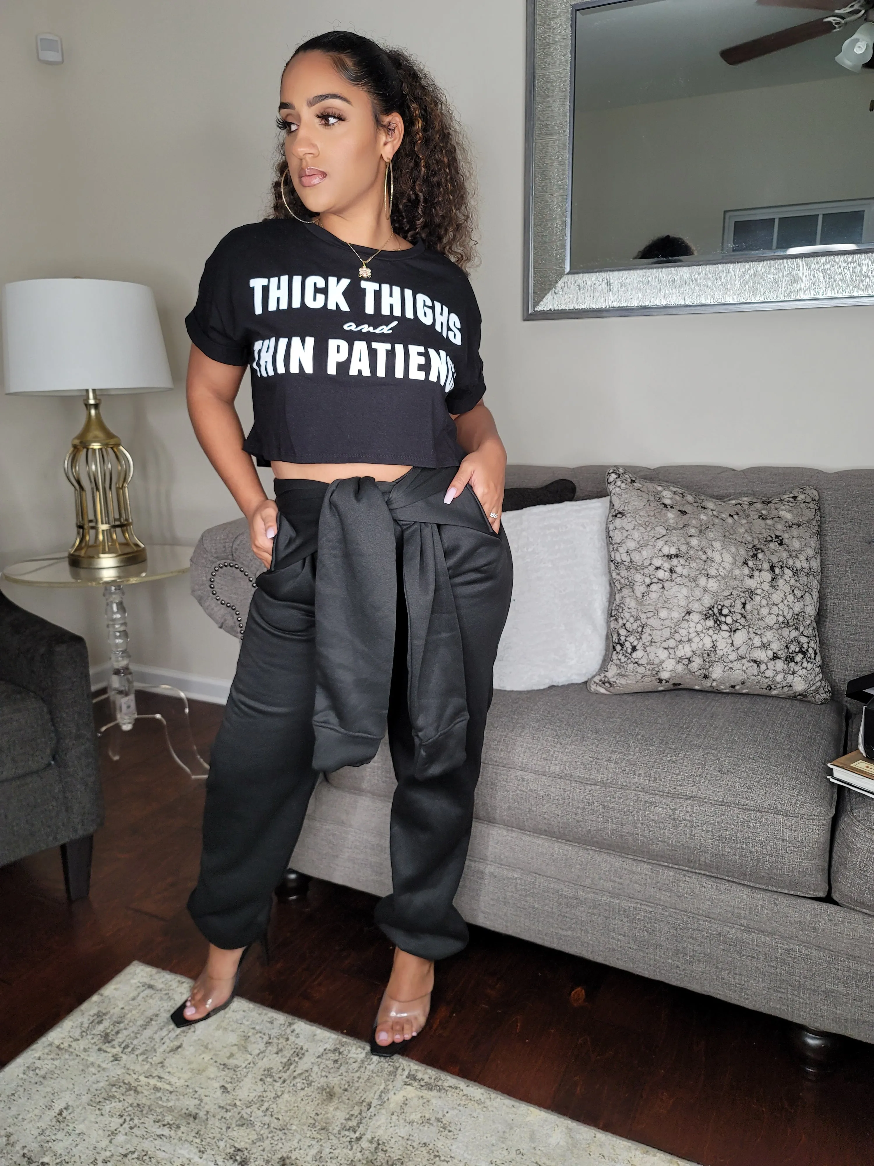 Knot Front | Black Sweatpants Joggers