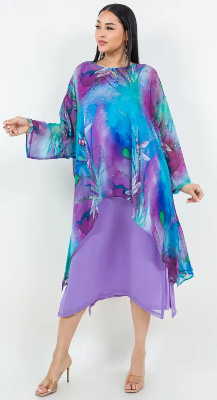Lake Side Mosaic hi-low Tunic Top Boho Hippie Chic Resort Wear Sml-10X