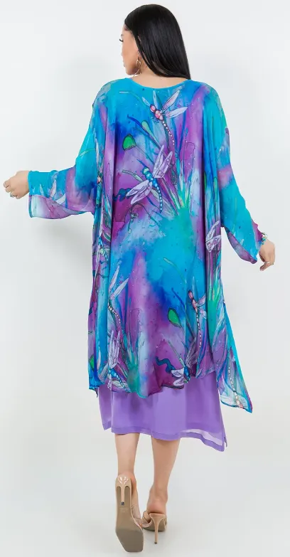Lake Side Mosaic hi-low Tunic Top Boho Hippie Chic Resort Wear Sml-10X