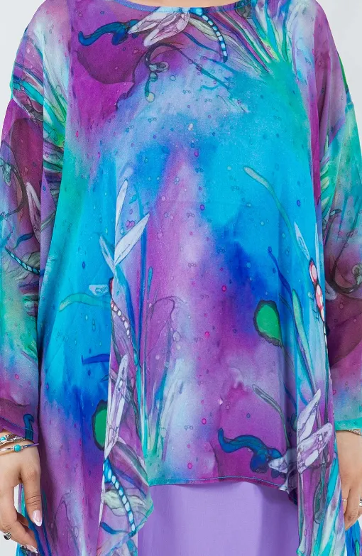 Lake Side Mosaic hi-low Tunic Top Boho Hippie Chic Resort Wear Sml-10X