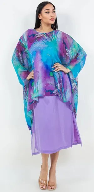 Lake Side Mosaic hi-low Tunic Top Boho Hippie Chic Resort Wear Sml-10X