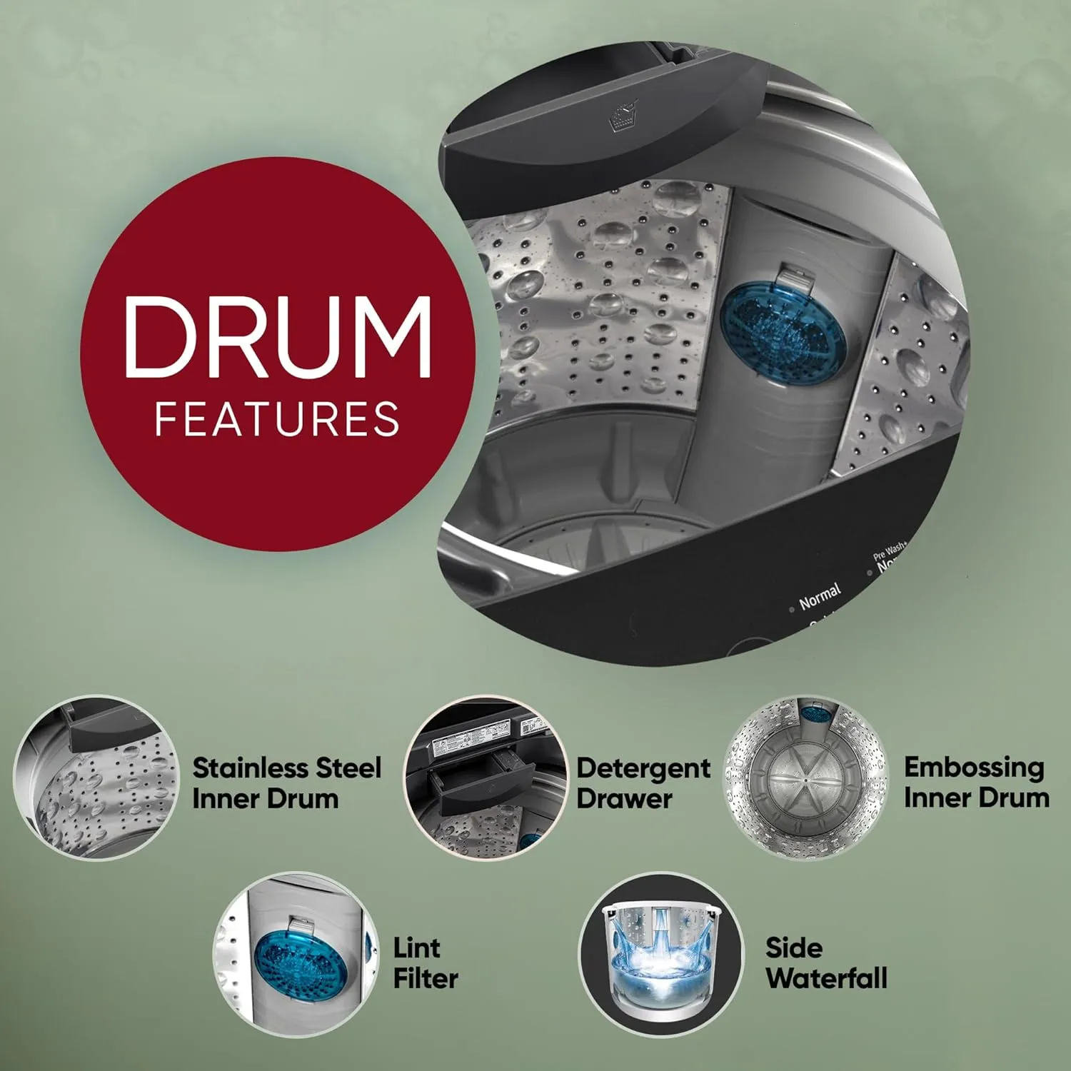 LG T75VBMB1Z 7.5 Kg 5 Star Smart Inverter Technology Fully Automatic Top Load Washing Machine (Auto Prewash, Turbodrum, Stainless Steel drum, LED Display, Smart Diagnosis, Middle Black)