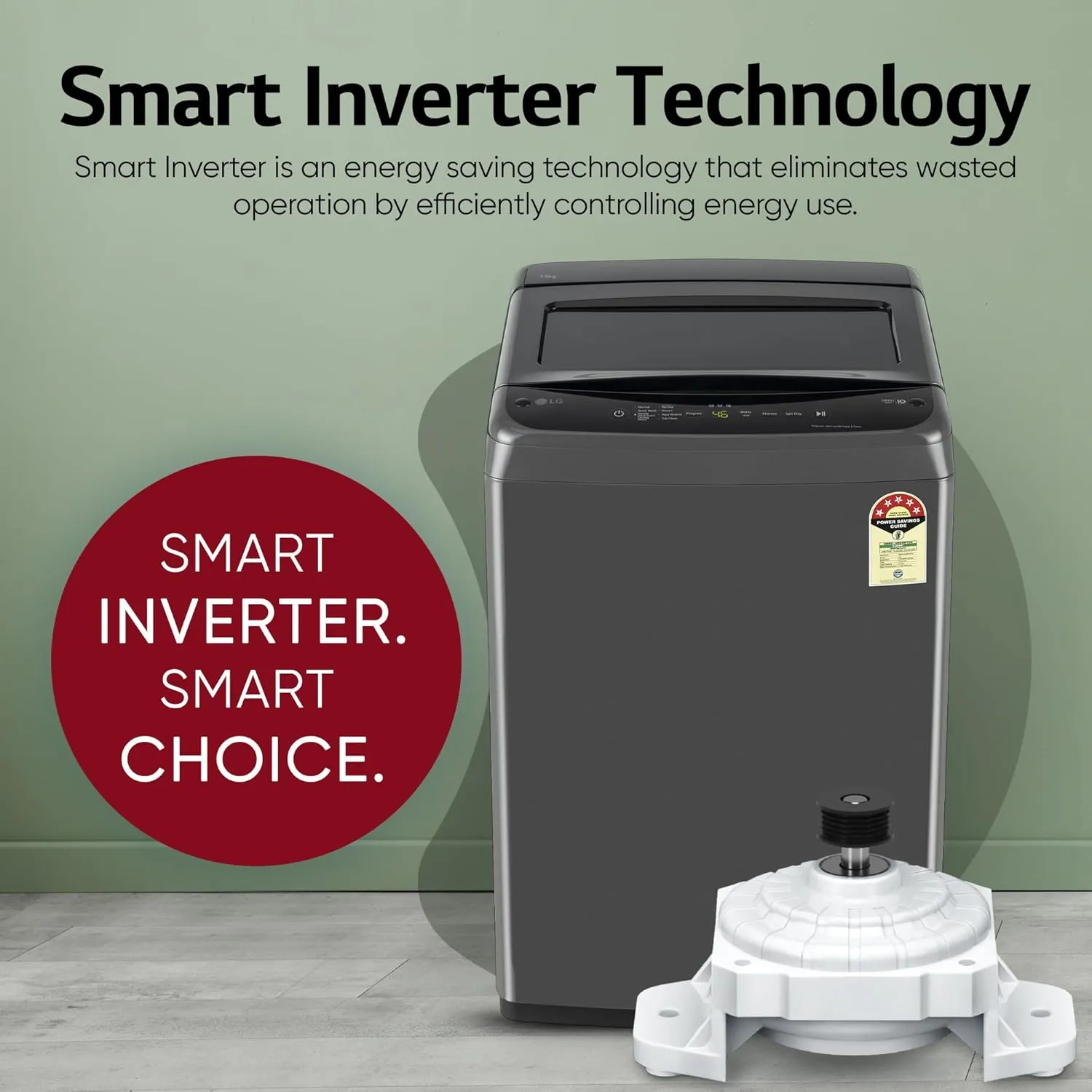 LG T75VBMB1Z 7.5 Kg 5 Star Smart Inverter Technology Fully Automatic Top Load Washing Machine (Auto Prewash, Turbodrum, Stainless Steel drum, LED Display, Smart Diagnosis, Middle Black)
