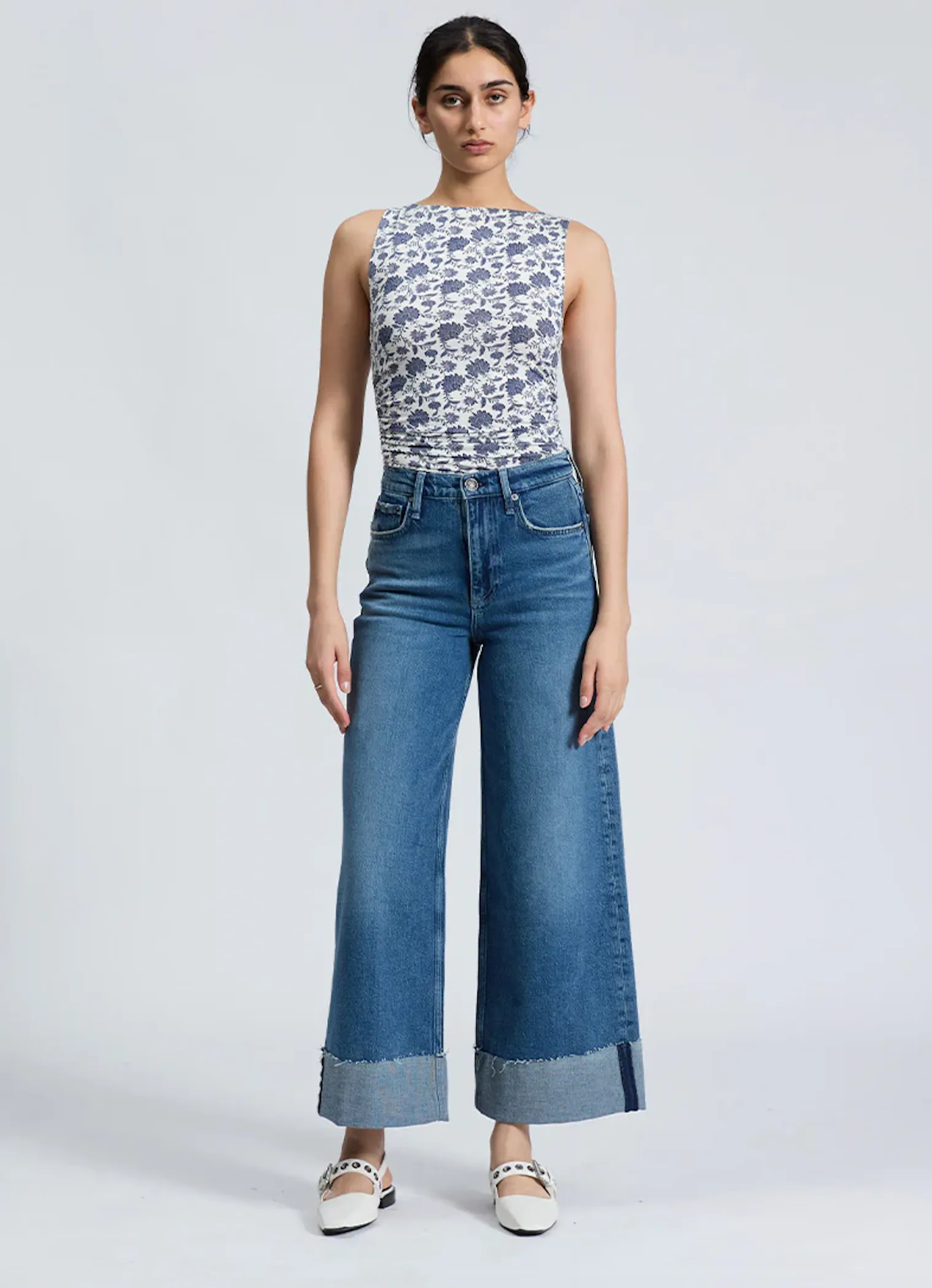 LUCA PRINTED SHIRRED TANK IN SALUTE MULTI