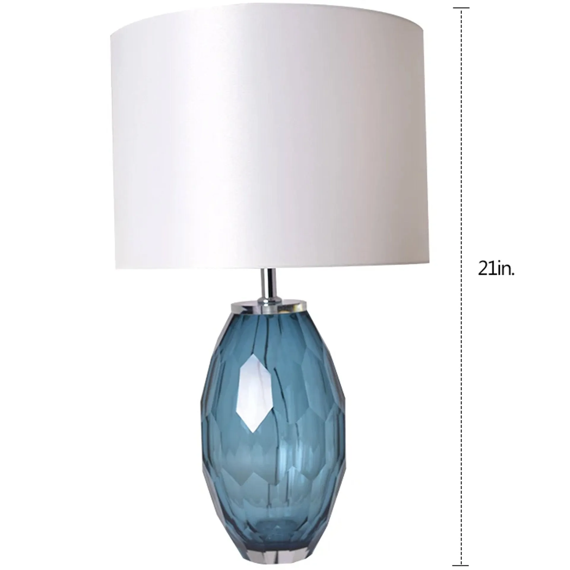 Muge Little Multi-Faceted Glass Table Lamp 21" - Blue/White