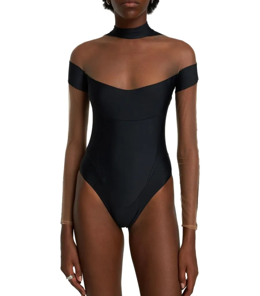 Mugler Illusion Neckline Bodysuit. Size 36FR