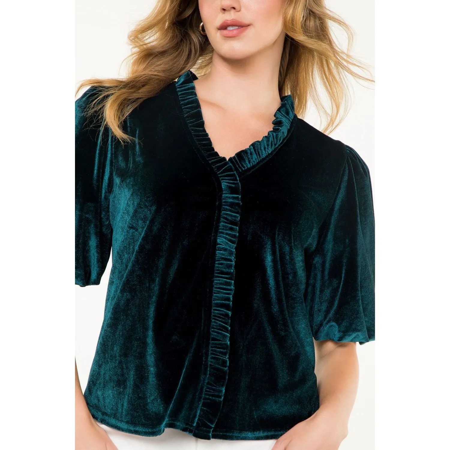 Myrna Puff Sleeve Velvet THML Top