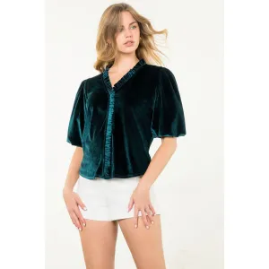 Myrna Puff Sleeve Velvet THML Top