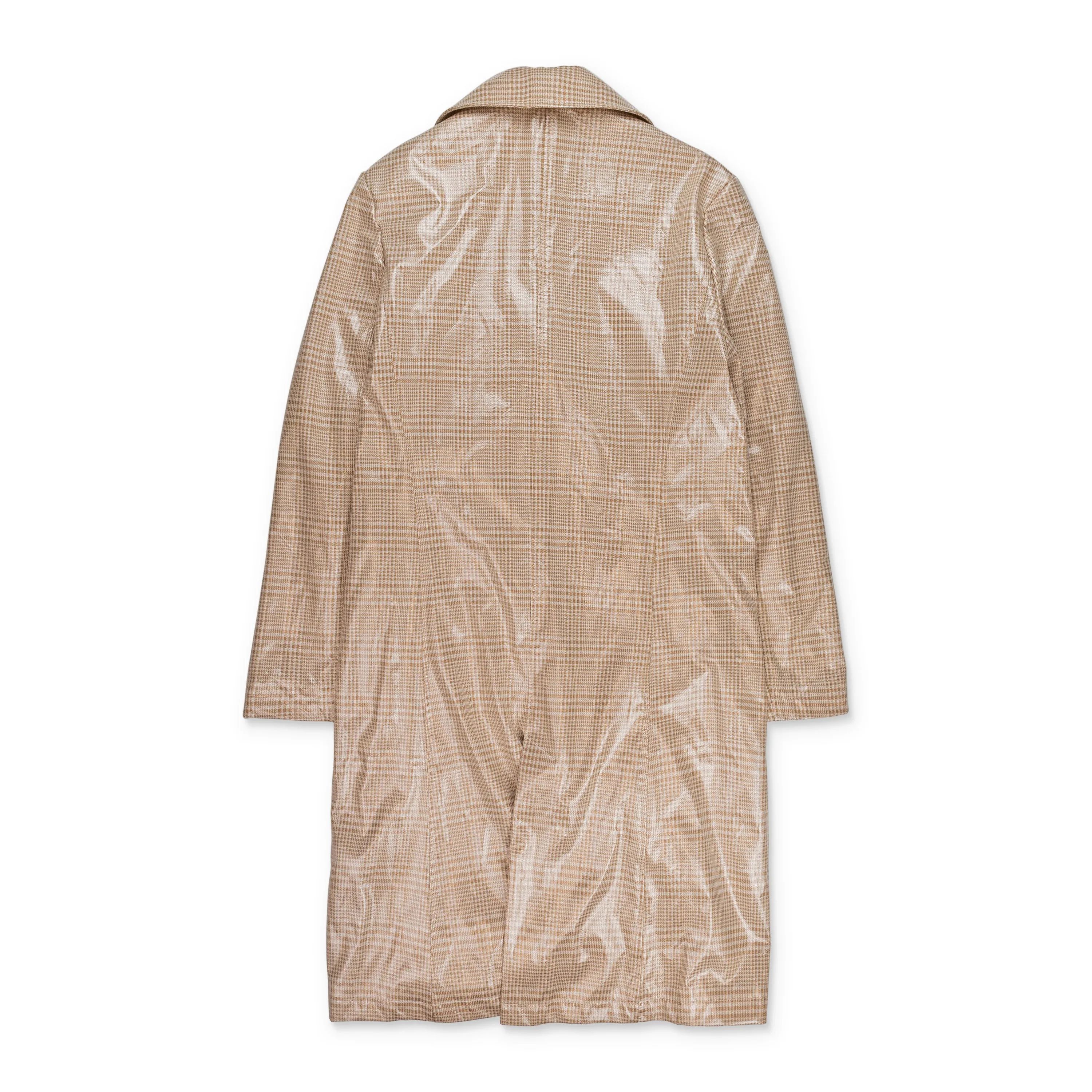 PLAID VINYL TAN TRENCH COAT