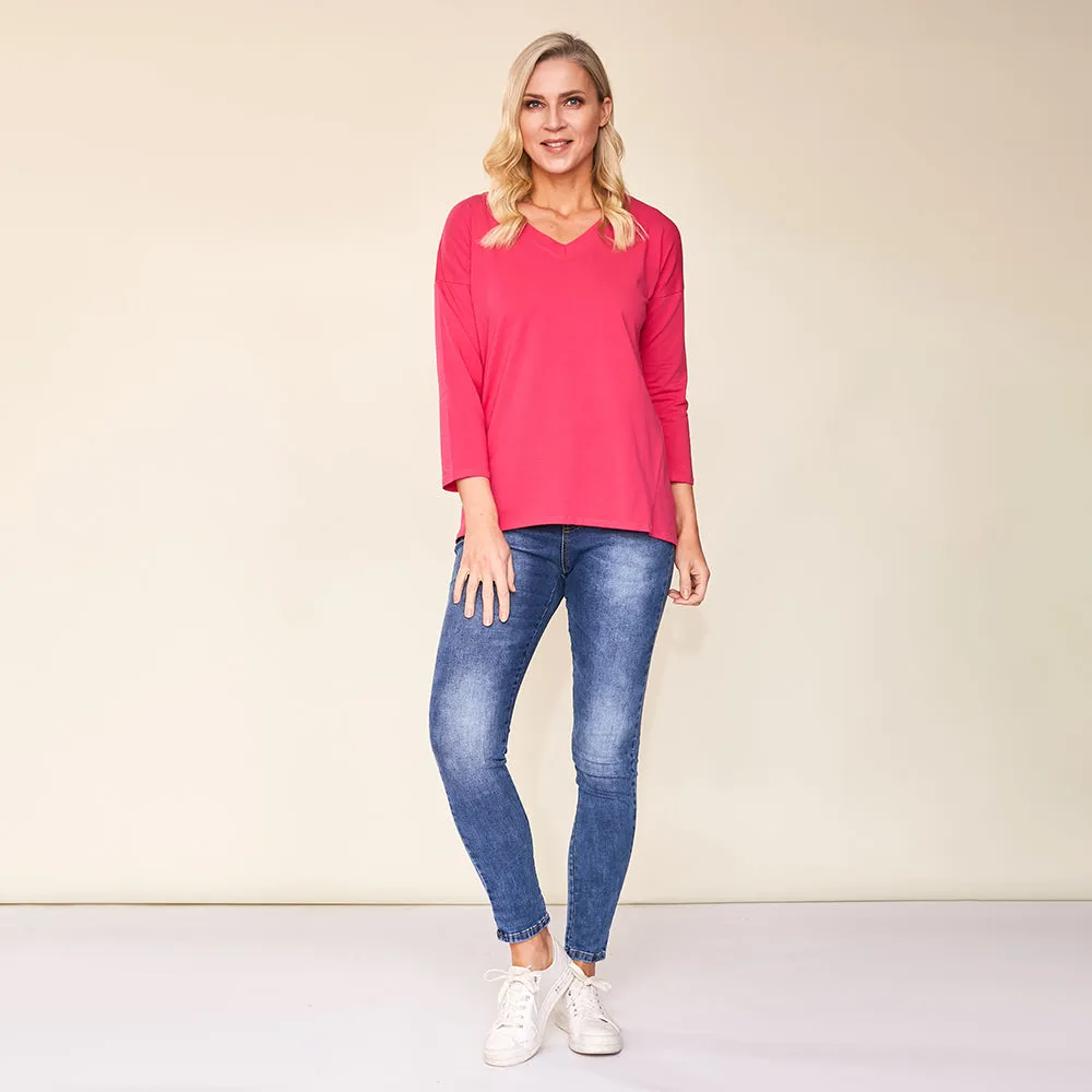 Riley V Neck Top (Pink)