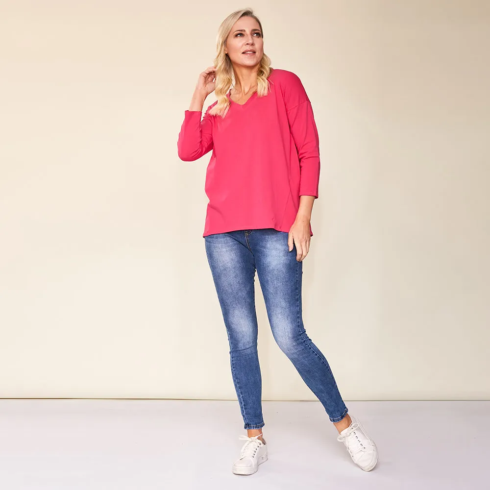 Riley V Neck Top (Pink)
