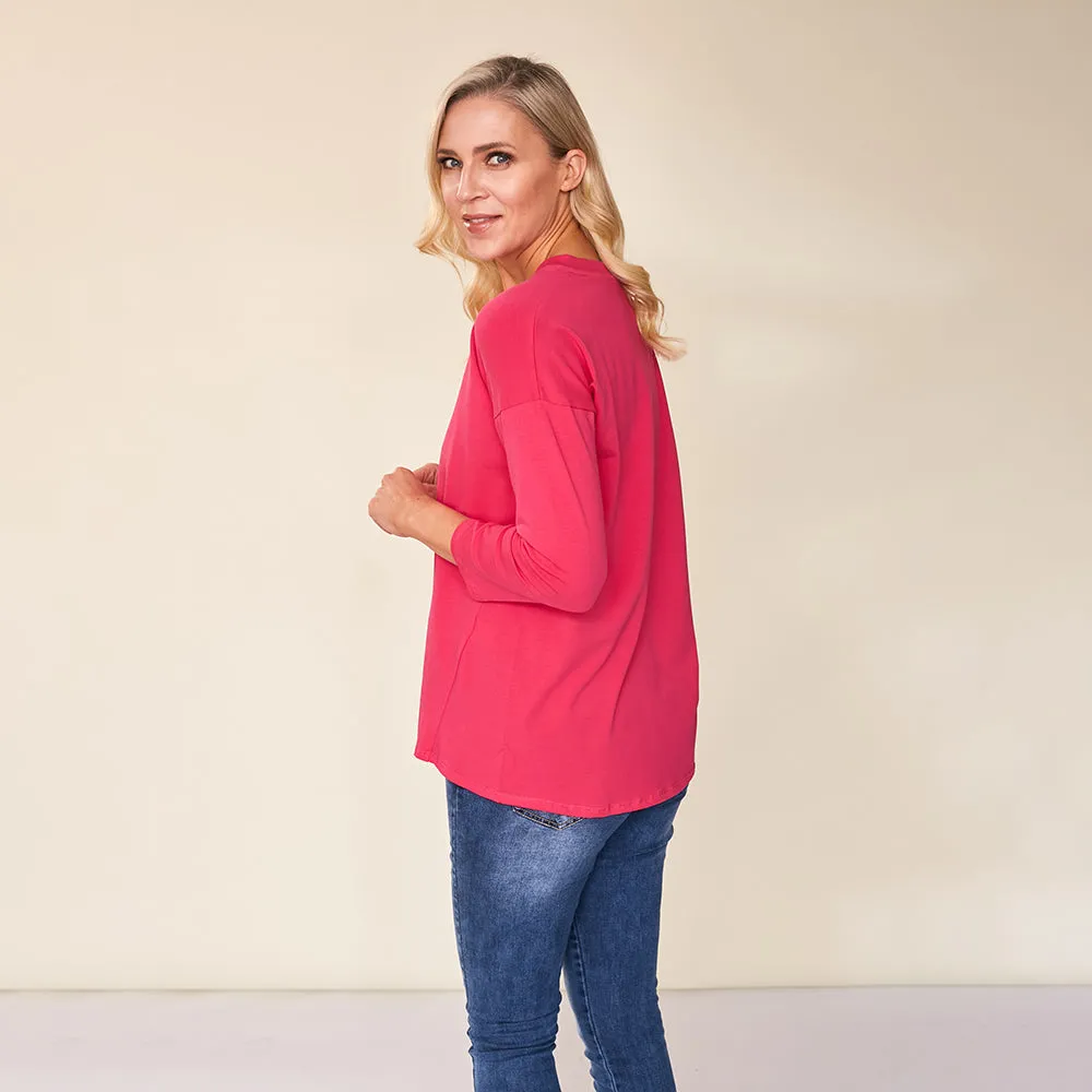 Riley V Neck Top (Pink)