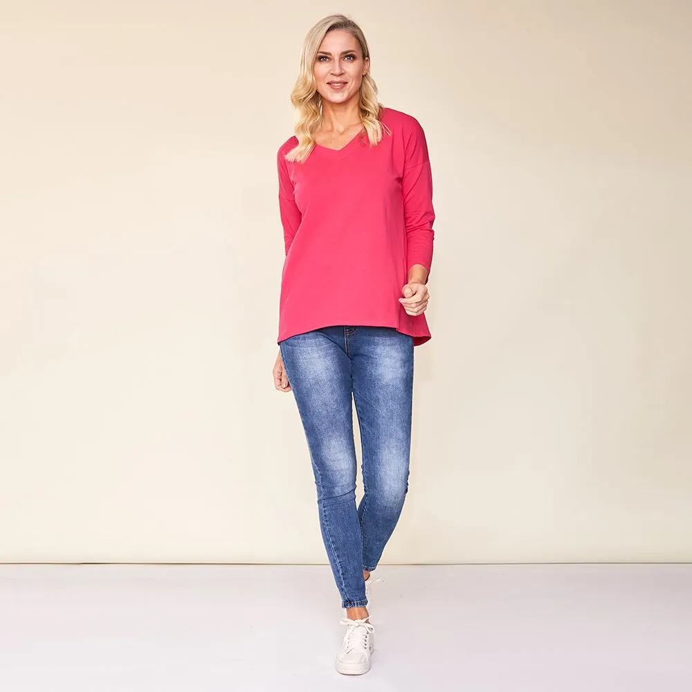 Riley V Neck Top (Pink)