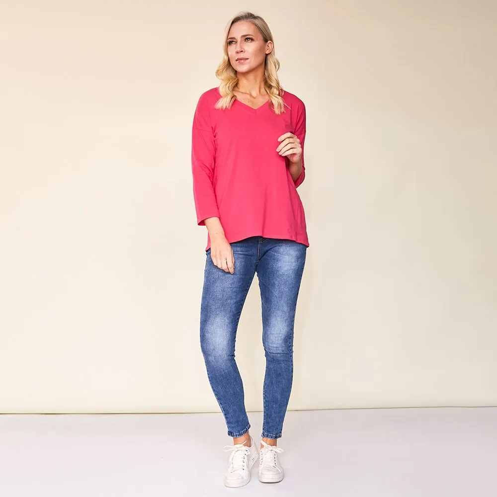 Riley V Neck Top (Pink)