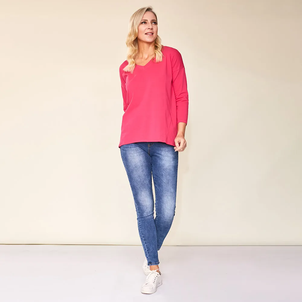 Riley V Neck Top (Pink)