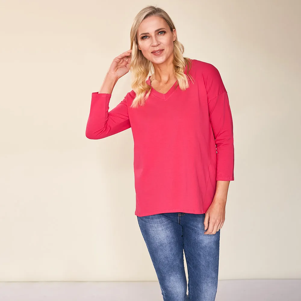 Riley V Neck Top (Pink)