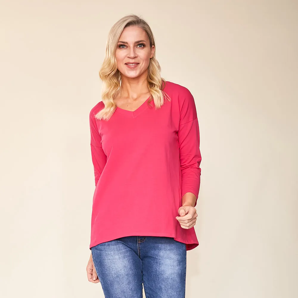 Riley V Neck Top (Pink)