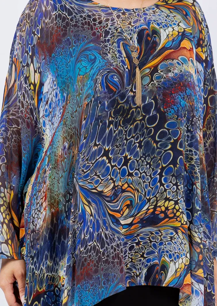 Rococo Mosaic hi-low Tunic Top Boho Hippie Chic Resort Wear Sml-10X