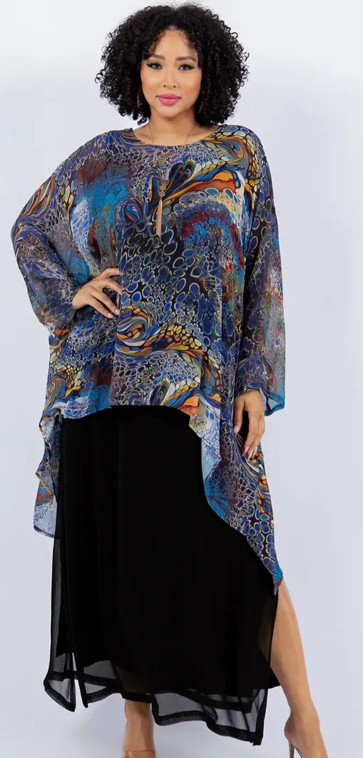 Rococo Mosaic hi-low Tunic Top Boho Hippie Chic Resort Wear Sml-10X