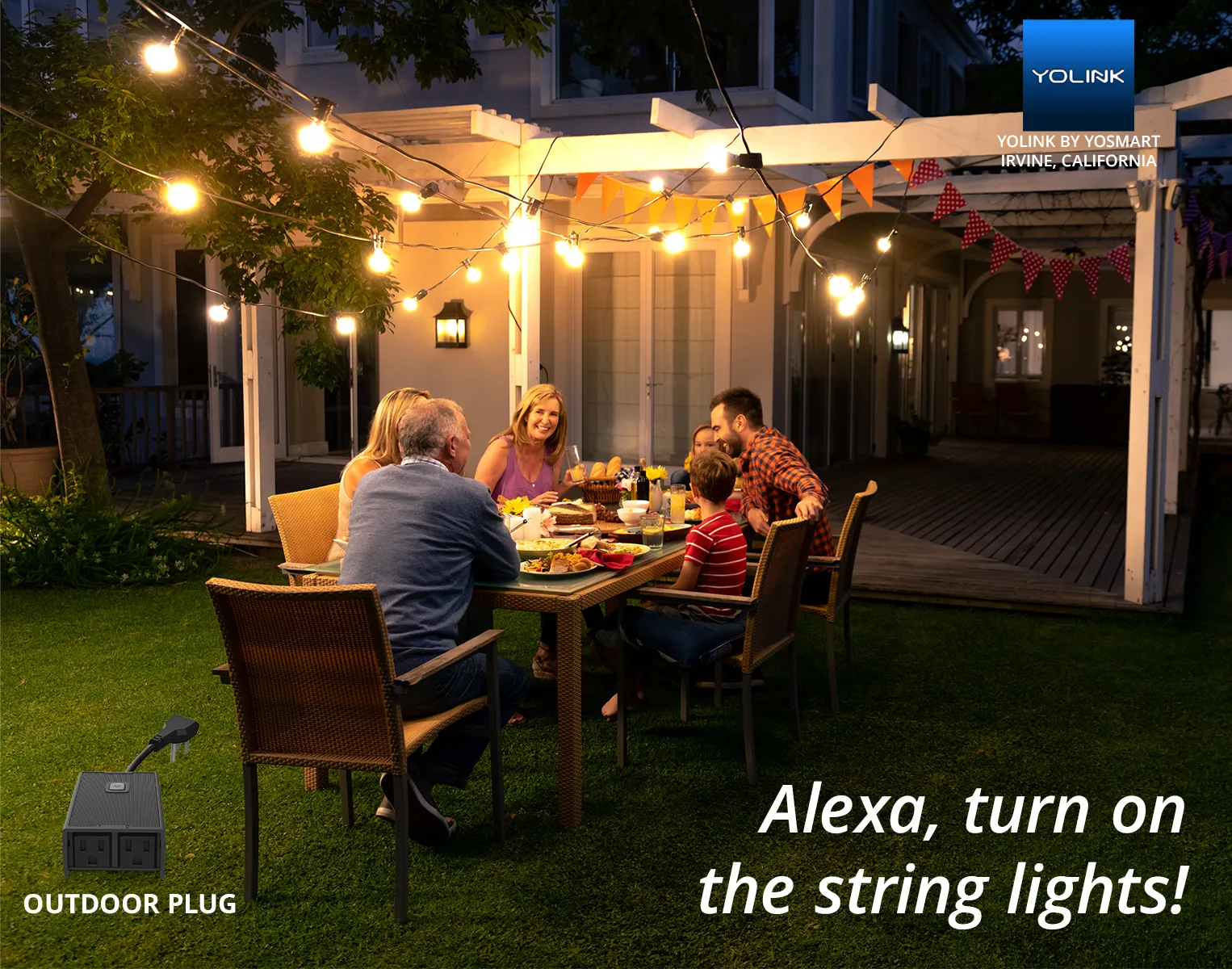 Smart Outdoor Plug, Two Independent Outlets, YoLink Hub Required