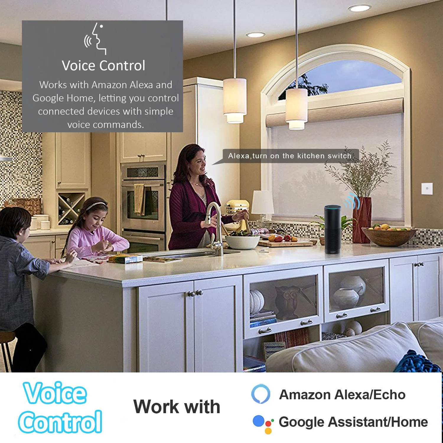 Smart Wall Touch Light Switch Wi-Fi Mobile App Control Alexa, Google Assistant Compatible No Hub Required