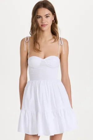 Sweetheart Tie Strap Smocked Fit & Flare Mini Summer Sundress - White