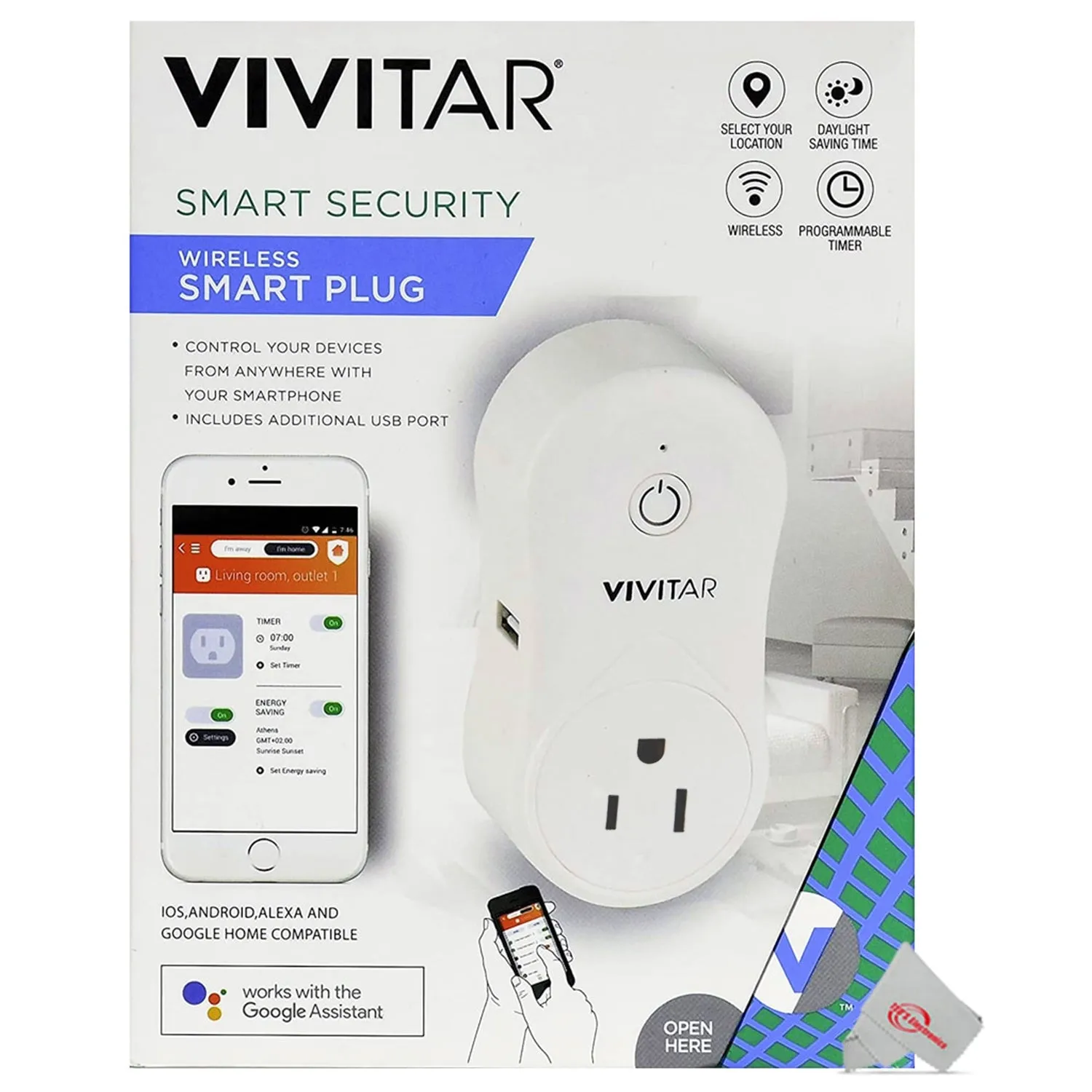 Vivitar Smart Home Wi-Fi Outlet   USB Port Compatible with Alexa and Google Home - No Hub Required
