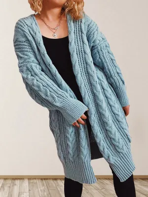 Wenkouban-Winter outfits ideas Hemp Flower Dropped Sleeve Long Cardigan Sweater Jacket