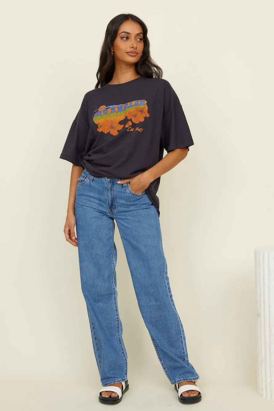 WRANGLER Sweet Breeze OS Hemp Tee Worn Black